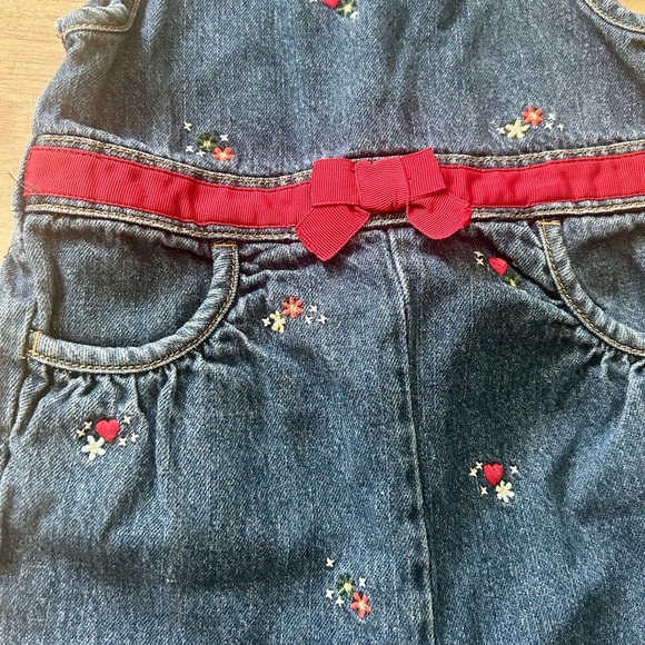 Y2K vintage Gymboree Denim Kids Overalls with Red Accents - Picture 4 of 6